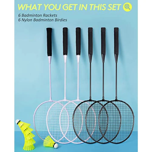 24 Pack Badminton Shuttlecocks Birdies Badminton Rackets Set of 6 Including 4 Rackets 24 Shuttlecocks High Speed Birdie Balls f