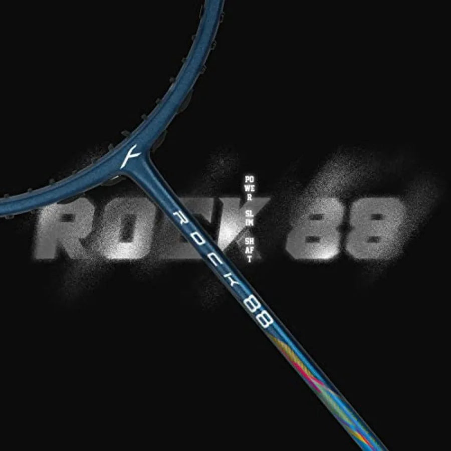 Rock 88 Carbon Fibre Strung Badminton Racket with Full Racket Cover for Intermediate Players 82 Grams Maximum String Tension -